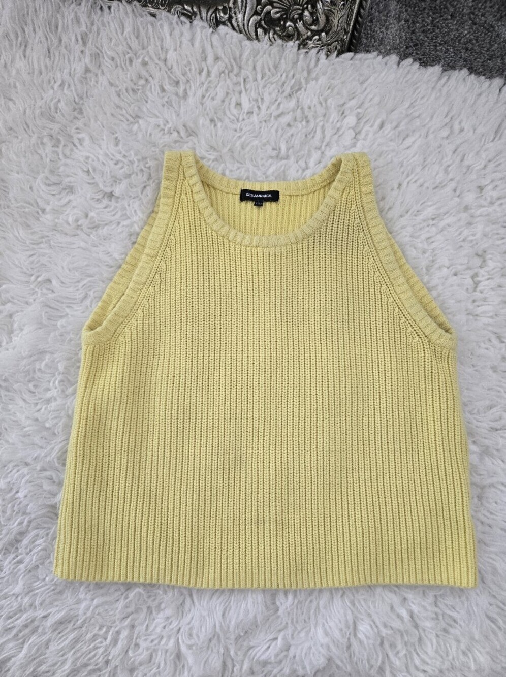 525 America Demi High Crewneck 100% Cotton Tank. Vibrant sunny yellow. Large.